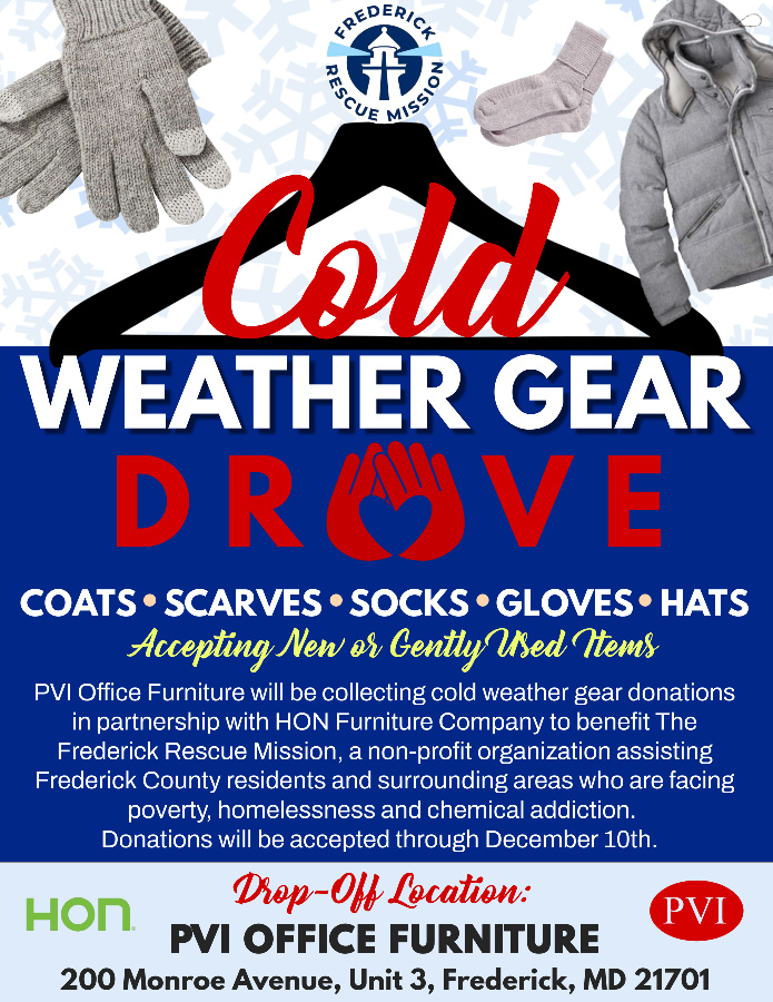 PVI Office Furniture in Frederick, Md. Announces Its Cold Weather Gear Drive to Help Benefit The